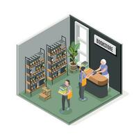 Isometric Book Store Composition vector