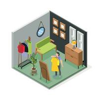 Spring Wardrobe Isometric Composition vector