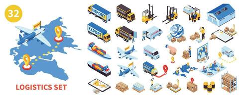 Isometric Cargo Logistics Icons vector