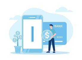 People save money in online banking, investment concept flat illustration vector