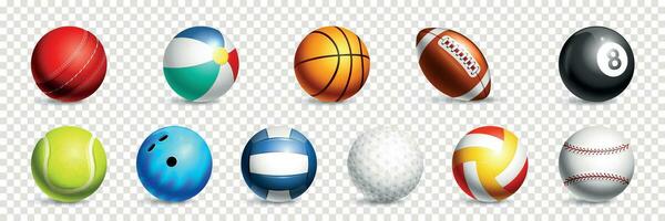 Realistic Sport Ball Transparent Icon Set vector