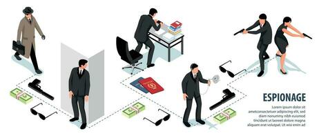 Isometric Espionage Flowchart vector