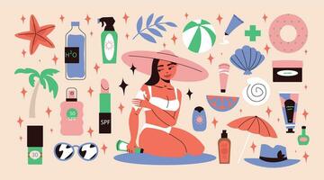 Sunblock Flat Set vector