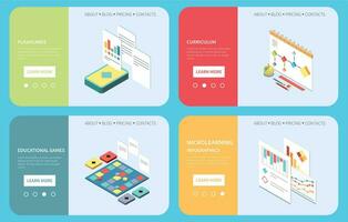 Microlearning Isometric Set vector