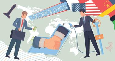Global Geopolitics Flat Collage vector