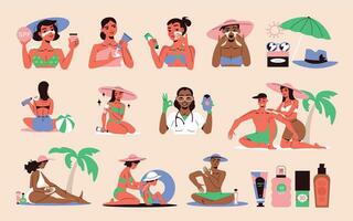 Sunblock Icons Set vector