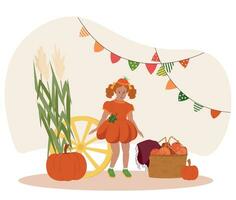 Kid Harvest Festival vector