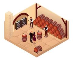 Wine Cellar Isometric Composition vector