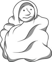 Funny Scared Character Covered with a Blanket vector