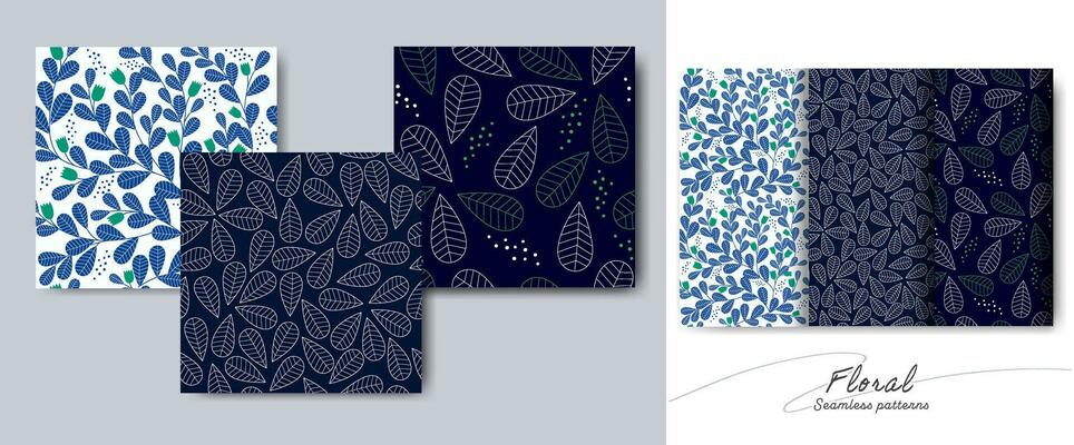 Seamless patterns, hand-drawn in floral style used for fabric, textile, print, background and decorative wallpaper