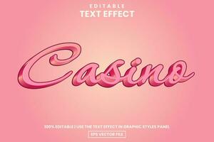 Modern 3D script casino editable text effect template vector