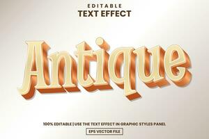 3D antique retro text style editable text effect template vector