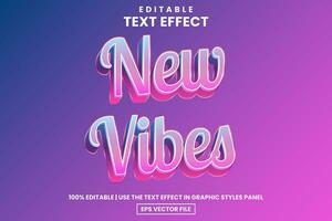 Colorful glow retro new vibes text style editable text effect template vector