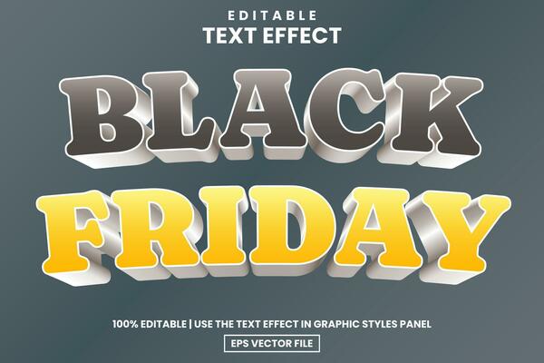 3D Black friday sale bold editable text effect template