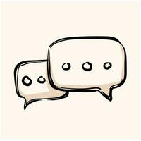 Chat sign icon in doodle sketch lines. Communication conversation social business media global vector