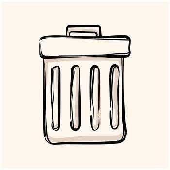 Recycle trash can icon in doodle sketch lines. Environment ecology eco friendly reusable vector