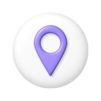 Purple 3d map geo pin icon. web location pointer. 3d realistic vector design element.