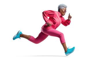 Stylish grandmother in a tracksuit. Healthy lifestyle in old age photo