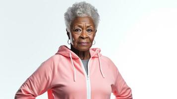 Stylish grandmother in a tracksuit. Healthy lifestyle in old age photo