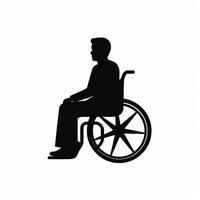 silueta de un hombre en un silla de ruedas foto
