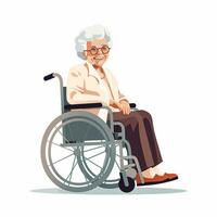 Elderly woman in wheelchair in cartoon style photo