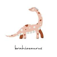 Flat hand drawn vector illustration ofbrachiosaurus dinosaur