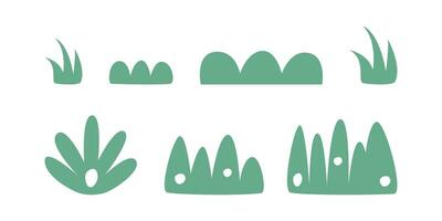 Flat hand drawn vector illustrations of grass