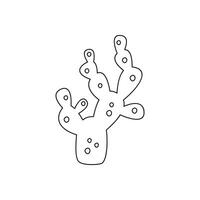 Hand drawn linear vector illustration of a cactus