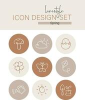 Linestyle Icon Design Set Spring vector