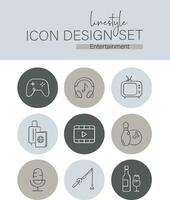 estilo de línea icono diseño conjunto entretenimiento vector