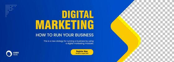 Yellow and Blue curve banner design for Digital Marketing concepts design, used in presentation banner vector