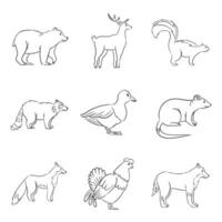 conjunto de linda dibujos animados animales para colorante vector
