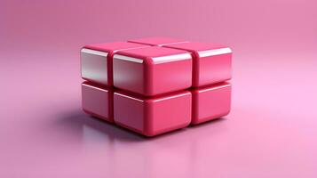 a pink cube on a pink background. AI Generated photo