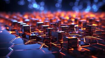 3d rendering of a network of cubes. photo