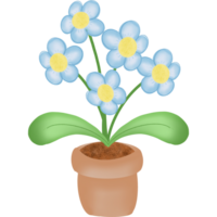 fleurs dans une pot - bleu 2 png