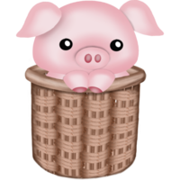 porc dans une panier png