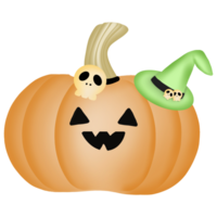 Pumpkin Halloween with skull hat png
