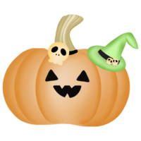 pumpa halloween med skalle hatt png