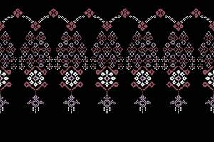 Ethnic geometric fabric pattern Cross Stitch.Ikat embroidery Ethnic oriental Pixel pattern black background. Abstract,vector,illustration. Texture,clothing,frame,decoration,motifs,silk wallpaper. vector