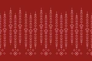 Ethnic geometric fabric pattern Cross Stitch.Ikat embroidery Ethnic oriental Pixel pattern red background. Abstract,vector,illustration. Texture,clothing,frame,decoration,motifs,silk wallpaper. vector