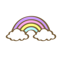 Rainbow and cloud, a celestial embrace. Vivid colors arch gracefully, painted across the sky's canvas. png