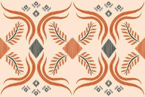Ethnic Ikat fabric pattern geometric style.African Ikat embroidery Ethnic oriental pattern brown cream background. Abstract,vector,illustration.Texture,clothing,frame,decoration,carpet,motif. vector