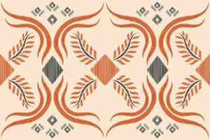 Ethnic Ikat fabric pattern geometric style.African Ikat embroidery Ethnic oriental pattern brown cream background. Abstract,vector,illustration.Texture,clothing,frame,decoration,carpet,motif. vector