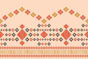 Ethnic Ikat fabric pattern geometric style.African Ikat embroidery Ethnic oriental pattern brown cream background. Abstract,vector,illustration.Texture,clothing,frame,decoration,carpet,motif. vector