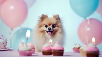 Cute funny birthday dog photo