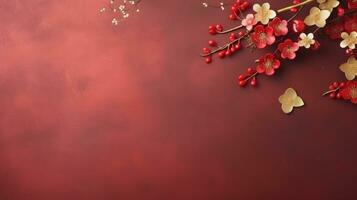 Chinese holiday background with flowers photo