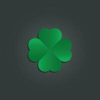 Clover with four petals. Clover sign on black background. Vector illustration