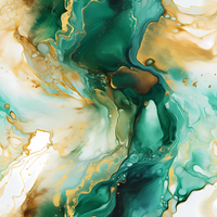 a painting of green and gold liquid png