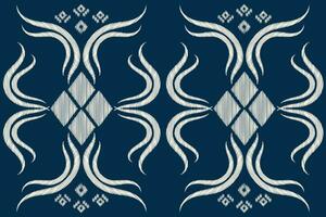 Ethnic Ikat fabric pattern geometric style.African Ikat embroidery Ethnic oriental pattern blue background. Abstract,vector,illustration.Texture,clothing,frame,decoration,carpet,motif. vector