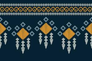 Ethnic Ikat fabric pattern geometric style.African Ikat embroidery Ethnic oriental pattern blue background. Abstract,vector,illustration.Texture,clothing,frame,decoration,carpet,motif. vector